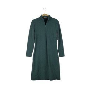 J McLaughlin Bedford Dress Green Jacquard Quarter Zip Long Sleeve Womens Size S